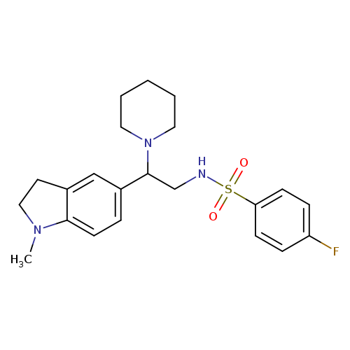 4-fluoro-N-[2-(1-methyl-2,3-dihydro-1H-indol-5-yl)-2-(piperidin-1-yl)ethyl]benzene-1-sulfonamide
