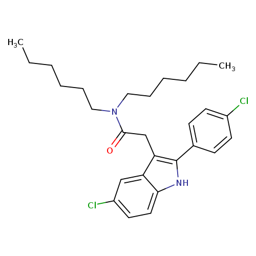 5-Chloro-2-(4-chlorophenyl)-N,N-dihexyl-1H-indole-3-acetamide