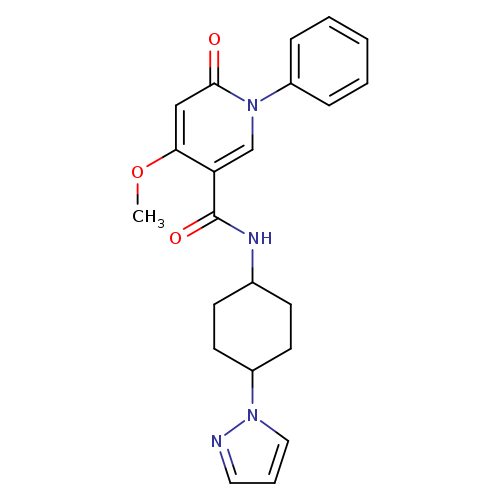 4-methoxy-6-oxo-1-phenyl-N-[4-(1H-pyrazol-1-yl)cyclohexyl]-1,6-dihydropyridine-3-carboxamide