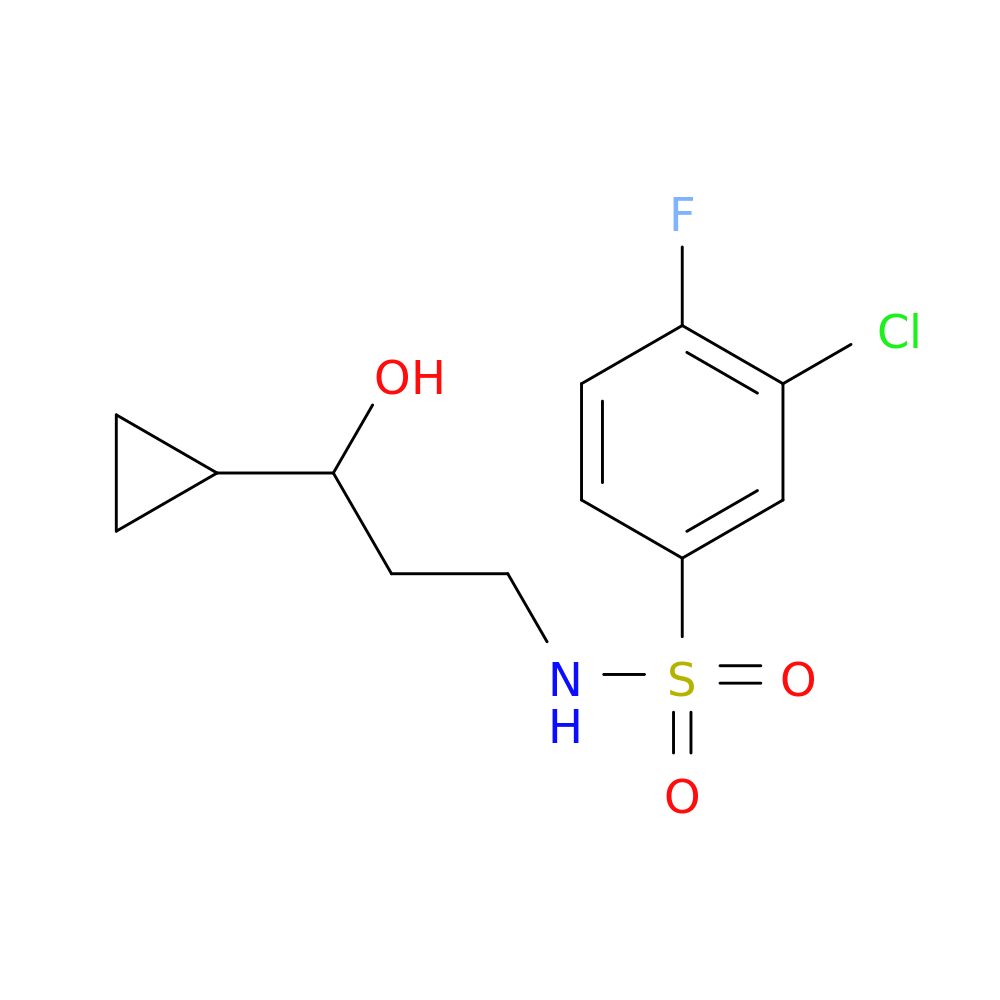 3-chloro-N-(3-cyclopropyl-3-hydroxypropyl)-4-fluorobenzene-1-sulfonamide