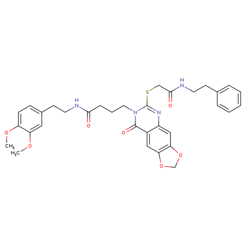 N-[2-(3,4-dimethoxyphenyl)ethyl]-4-[8-oxo-6-({[(2-phenylethyl)carbamoyl]methyl}sulfanyl)-2H,7H,8H-[1,3]dioxolo[4,5-g]quinazolin-7-yl]butanamide