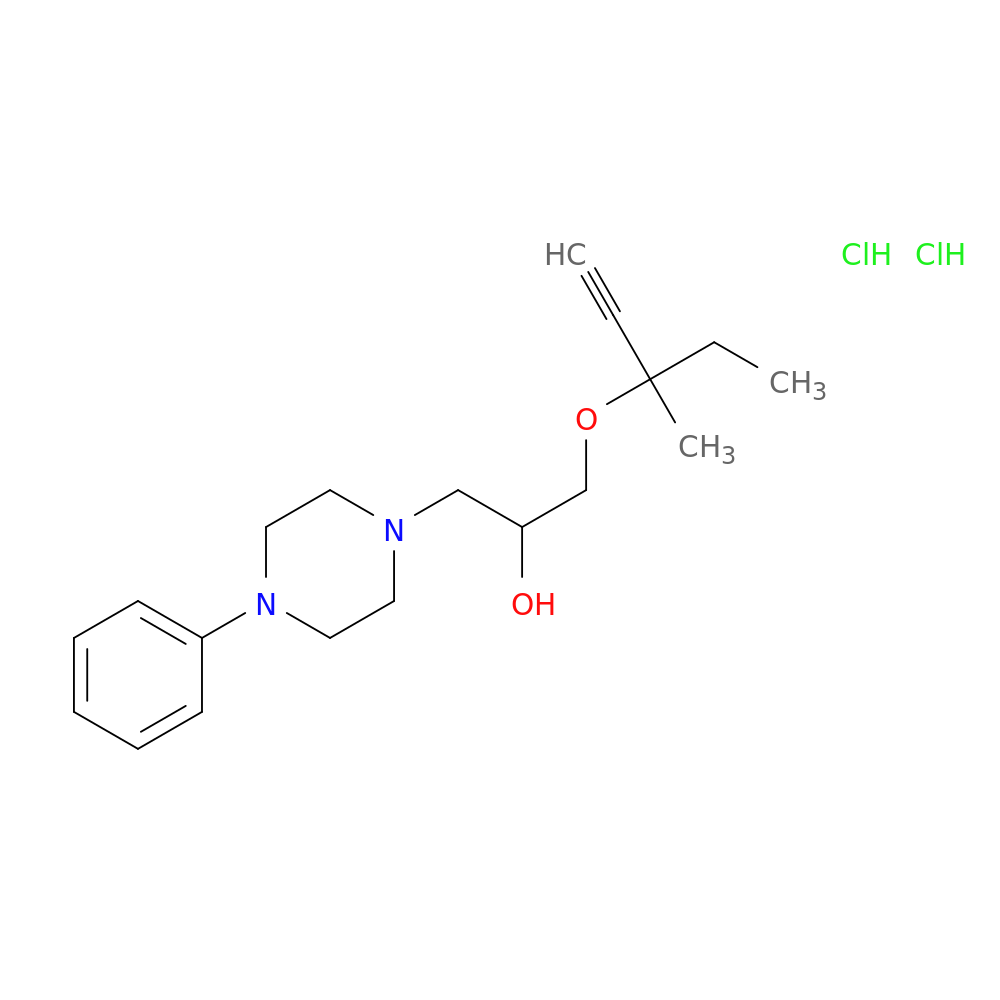 1-[(3-methylpent-1-yn-3-yl)oxy]-3-(4-phenylpiperazin-1-yl)propan-2-ol dihydrochloride