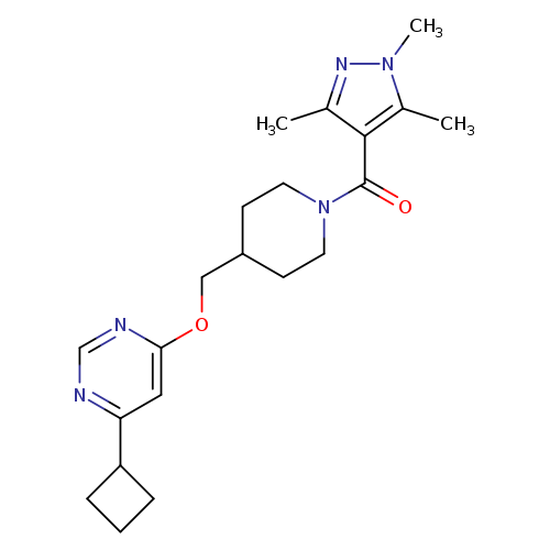4-cyclobutyl-6-{[1-(1,3,5-trimethyl-1H-pyrazole-4-carbonyl)piperidin-4-yl]methoxy}pyrimidine