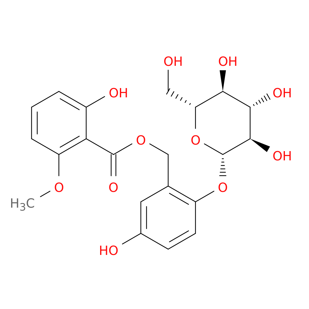5-Hydroxy-2-(((2S,3R,4S,5S,6R)-3,4,5-trihydroxy-6-(hydroxymethyl)tetrahydro-2H-pyran-2-yl)oxy)benzyl 2-hydroxy-6-methoxybenzoate