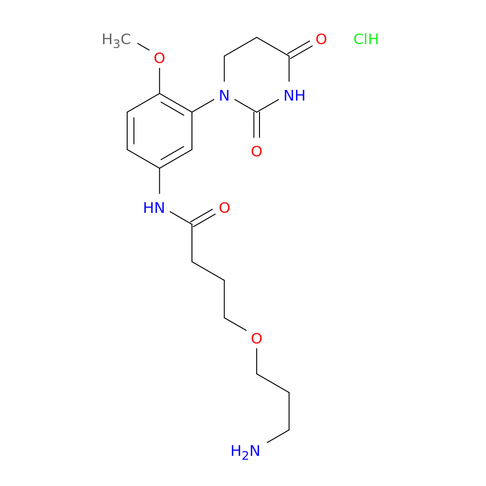 4-(3-aminopropoxy)-N-[3-(2,4-dioxo-1,3-diazinan-1-yl)-4-methoxyphenyl]butanamide hydrochloride