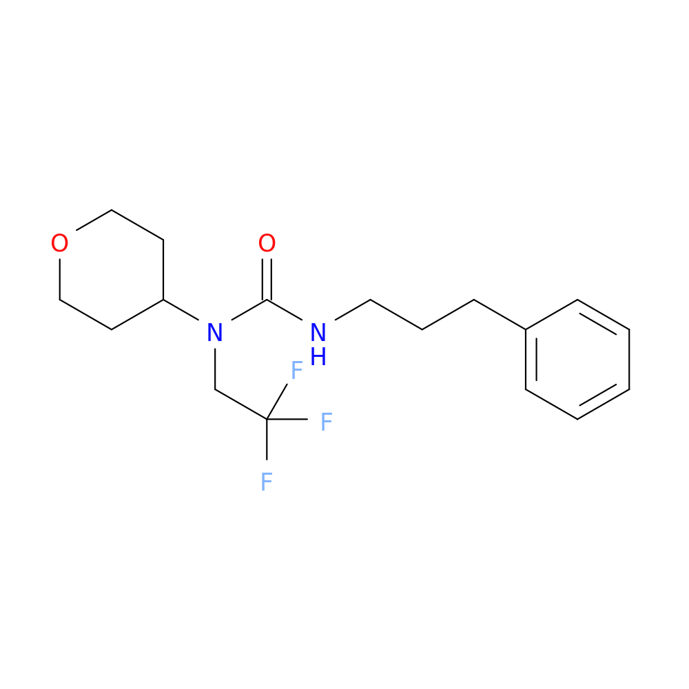 3-(oxan-4-yl)-1-(3-phenylpropyl)-3-(2,2,2-trifluoroethyl)urea