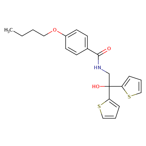 4-butoxy-N-[2-hydroxy-2,2-bis(thiophen-2-yl)ethyl]benzamide