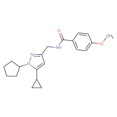 N-[(1-cyclopentyl-5-cyclopropyl-1H-pyrazol-3-yl)methyl]-4-methoxybenzamide