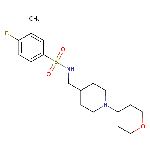 4-fluoro-3-methyl-N-{[1-(oxan-4-yl)piperidin-4-yl]methyl}benzene-1-sulfonamide