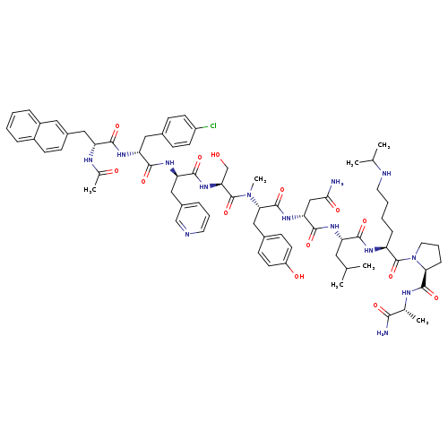 D-Alaninamide, N-acetyl-3-(2-naphthalenyl)-D-alanyl-4-chloro-D-phenylalanyl-3-(3-pyridinyl)-D-alanyl-L-seryl-N-methyl-L-tyrosyl-D-asparaginyl-L-leucyl-N6-(1-methylethyl)-L-lysyl-L-prolyl-