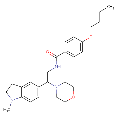 4-butoxy-N-[2-(1-methyl-2,3-dihydro-1H-indol-5-yl)-2-(morpholin-4-yl)ethyl]benzamide
