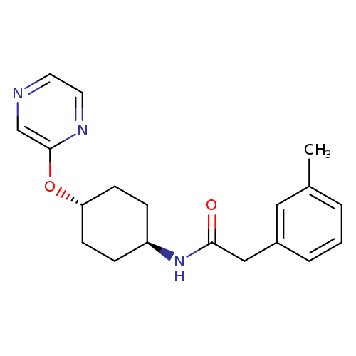 2-(3-methylphenyl)-N-[(1r,4r)-4-(pyrazin-2-yloxy)cyclohexyl]acetamide