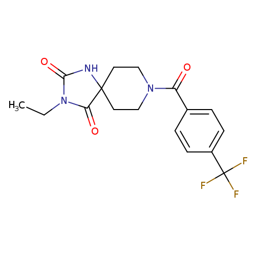 3-ethyl-8-[4-(trifluoromethyl)benzoyl]-1,3,8-triazaspiro[4.5]decane-2,4-dione