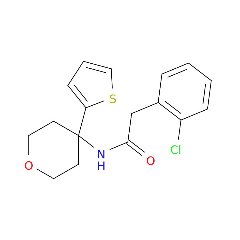 2-(2-chlorophenyl)-N-[4-(thiophen-2-yl)oxan-4-yl]acetamide