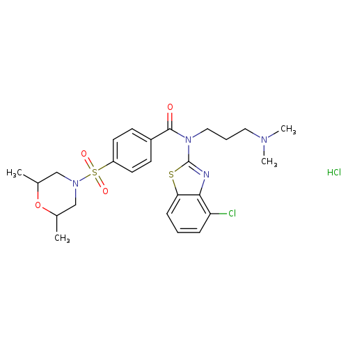 N-(4-chloro-1,3-benzothiazol-2-yl)-N-[3-(dimethylamino)propyl]-4-[(2,6-dimethylmorpholin-4-yl)sulfonyl]benzamide hydrochloride