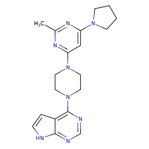 2-methyl-4-(pyrrolidin-1-yl)-6-(4-{7H-pyrrolo[2,3-d]pyrimidin-4-yl}piperazin-1-yl)pyrimidine