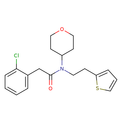 2-(2-chlorophenyl)-N-(oxan-4-yl)-N-[2-(thiophen-2-yl)ethyl]acetamide
