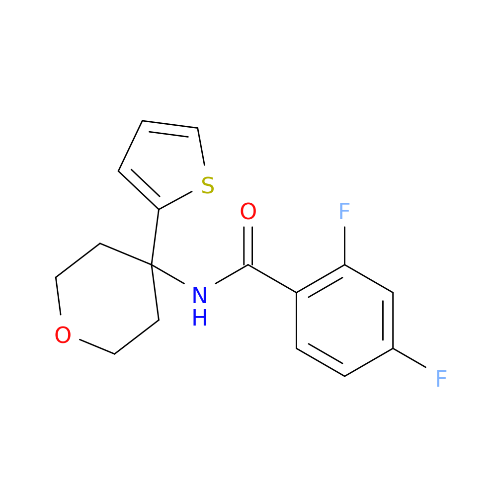 2,4-difluoro-N-[4-(thiophen-2-yl)oxan-4-yl]benzamide