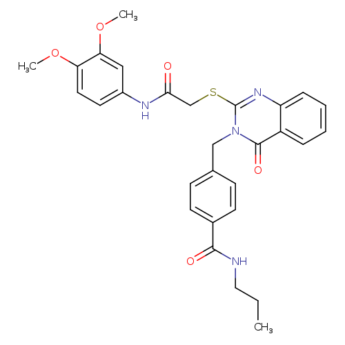 4-{[2-({[(3,4-dimethoxyphenyl)carbamoyl]methyl}sulfanyl)-4-oxo-3,4-dihydroquinazolin-3-yl]methyl}-N-propylbenzamide
