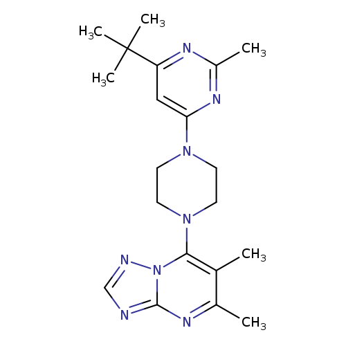 4-tert-butyl-6-(4-{5,6-dimethyl-[1,2,4]triazolo[1,5-a]pyrimidin-7-yl}piperazin-1-yl)-2-methylpyrimidine