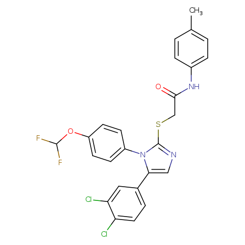 2-{[5-(3,4-dichlorophenyl)-1-[4-(difluoromethoxy)phenyl]-1H-imidazol-2-yl]sulfanyl}-N-(4-methylphenyl)acetamide