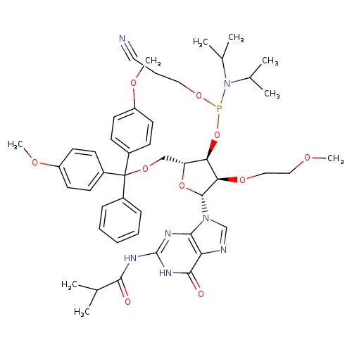Guanosine, 5′-O-[bis(4-methoxyphenyl)phenylmethyl]-2′-O-(2-methoxyethyl)-N-(2-methyl-1-oxopropyl)-, 3′-[2-cyanoethyl N,N-bis(1-methylethyl)phosphoramidite]