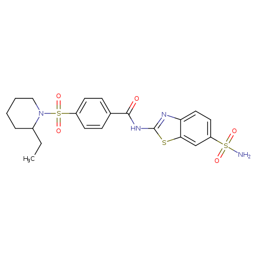 4-[(2-ethylpiperidin-1-yl)sulfonyl]-N-(6-sulfamoyl-1,3-benzothiazol-2-yl)benzamide