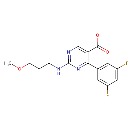 4-(3,5-difluorophenyl)-2-[(3-methoxypropyl)amino]pyrimidine-5-carboxylic acid