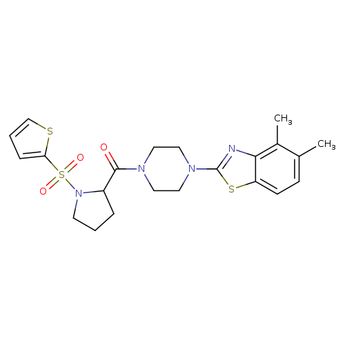 4,5-dimethyl-2-{4-[1-(thiophene-2-sulfonyl)pyrrolidine-2-carbonyl]piperazin-1-yl}-1,3-benzothiazole