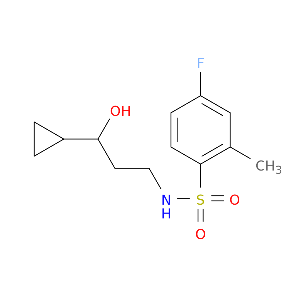 N-(3-cyclopropyl-3-hydroxypropyl)-4-fluoro-2-methylbenzene-1-sulfonamide