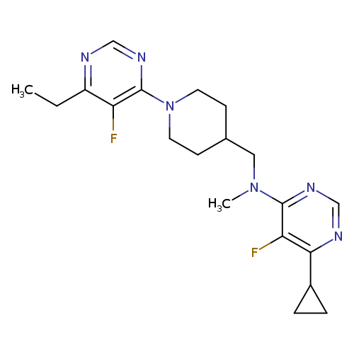 6-cyclopropyl-N-{[1-(6-ethyl-5-fluoropyrimidin-4-yl)piperidin-4-yl]methyl}-5-fluoro-N-methylpyrimidin-4-amine
