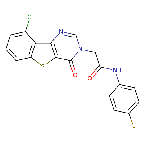 2-{13-chloro-6-oxo-8-thia-3,5-diazatricyclo[7.4.0.0^{2,7}]trideca-1(13),2(7),3,9,11-pentaen-5-yl}-N-(4-fluorophenyl)acetamide