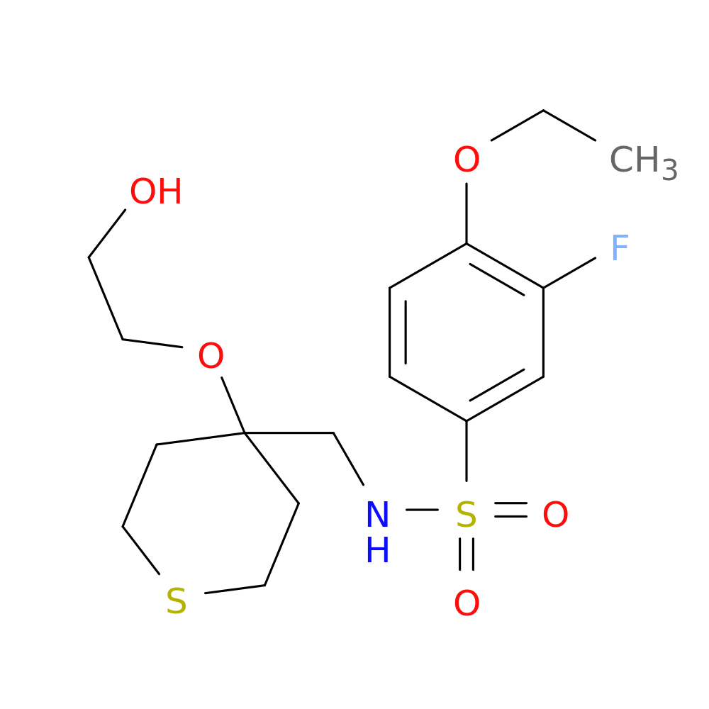 4-ethoxy-3-fluoro-N-{[4-(2-hydroxyethoxy)thian-4-yl]methyl}benzene-1-sulfonamide