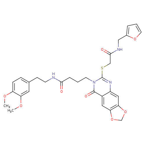 N-[2-(3,4-dimethoxyphenyl)ethyl]-4-{6-[({[(furan-2-yl)methyl]carbamoyl}methyl)sulfanyl]-8-oxo-2H,7H,8H-[1,3]dioxolo[4,5-g]quinazolin-7-yl}butanamide