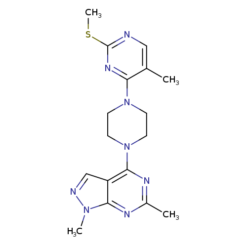 4-(4-{1,6-dimethyl-1H-pyrazolo[3,4-d]pyrimidin-4-yl}piperazin-1-yl)-5-methyl-2-(methylsulfanyl)pyrimidine