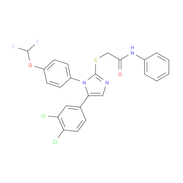 2-{[5-(3,4-dichlorophenyl)-1-[4-(difluoromethoxy)phenyl]-1H-imidazol-2-yl]sulfanyl}-N-phenylacetamide