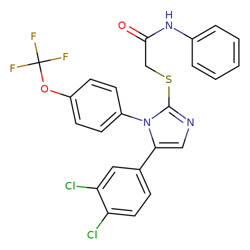 2-{[5-(3,4-dichlorophenyl)-1-[4-(trifluoromethoxy)phenyl]-1H-imidazol-2-yl]sulfanyl}-N-phenylacetamide