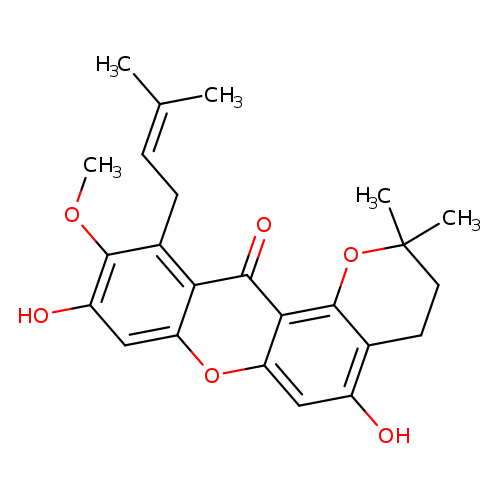 2H,12H-Pyrano[2,3-a]xanthen-12-one,3,4-dihydro-5,9-dihydroxy-10-methoxy-2,2-dimethyl-11-(3-methyl-2-butenyl)-