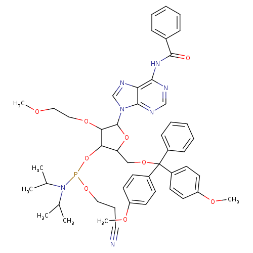 (2R,3R,4R,5R)-5-(6-Benzamido-9H-purin-9-yl)-2-((bis(4-methoxyphenyl)(phenyl)methoxy)methyl)-4-(2-methoxyethoxy)tetrahydrofuran-3-yl (2-cyanoethyl) diisopropylphosphoramidite