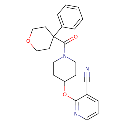 2-{[1-(4-phenyloxane-4-carbonyl)piperidin-4-yl]oxy}pyridine-3-carbonitrile