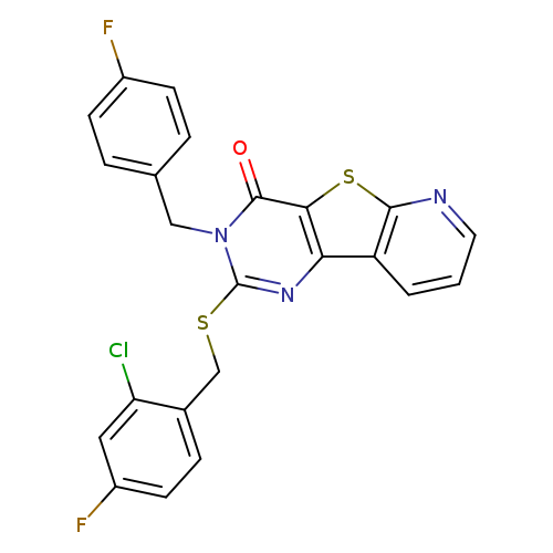 4-{[(2-chloro-4-fluorophenyl)methyl]sulfanyl}-5-[(4-fluorophenyl)methyl]-8-thia-3,5,10-triazatricyclo[7.4.0.0^{2,7}]trideca-1(9),2(7),3,10,12-pentaen-6-one