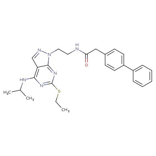 2-{[1,1'-biphenyl]-4-yl}-N-{2-[6-(ethylsulfanyl)-4-[(propan-2-yl)amino]-1H-pyrazolo[3,4-d]pyrimidin-1-yl]ethyl}acetamide