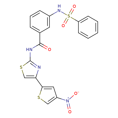 3-benzenesulfonamido-N-[4-(4-nitrothiophen-2-yl)-1,3-thiazol-2-yl]benzamide