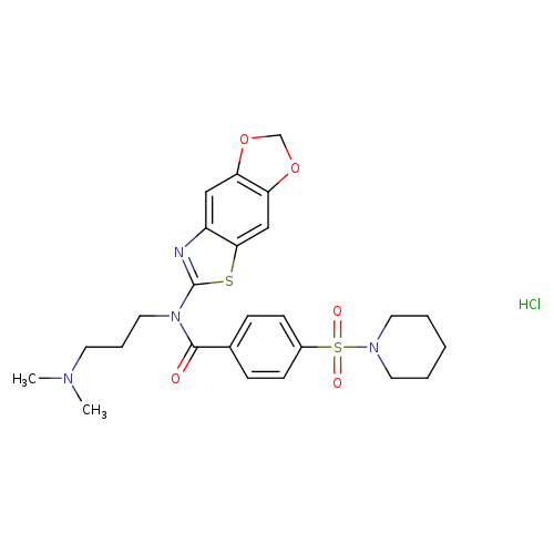 N-[3-(dimethylamino)propyl]-N-{4,6-dioxa-10-thia-12-azatricyclo[7.3.0.0^{3,7}]dodeca-1(9),2,7,11-tetraen-11-yl}-4-(piperidine-1-sulfonyl)benzamide hydrochloride