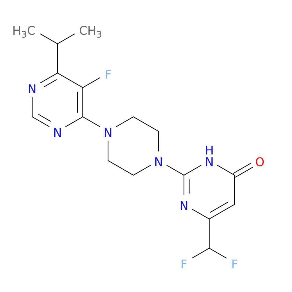 6-(difluoromethyl)-2-{4-[5-fluoro-6-(propan-2-yl)pyrimidin-4-yl]piperazin-1-yl}-3,4-dihydropyrimidin-4-one