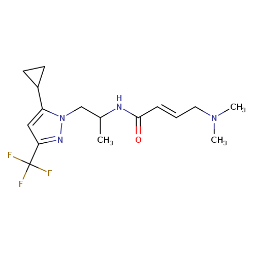 (2E)-N-{1-[5-cyclopropyl-3-(trifluoromethyl)-1H-pyrazol-1-yl]propan-2-yl}-4-(dimethylamino)but-2-enamide