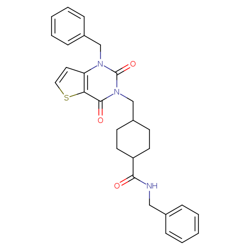 N-benzyl-4-({1-benzyl-2,4-dioxo-1H,2H,3H,4H-thieno[3,2-d]pyrimidin-3-yl}methyl)cyclohexane-1-carboxamide
