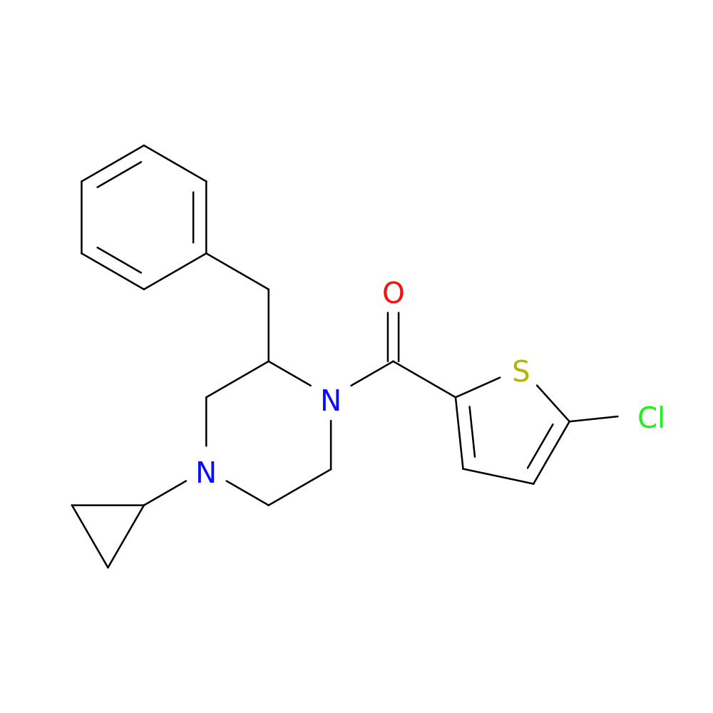 2-benzyl-1-(5-chlorothiophene-2-carbonyl)-4-cyclopropylpiperazine