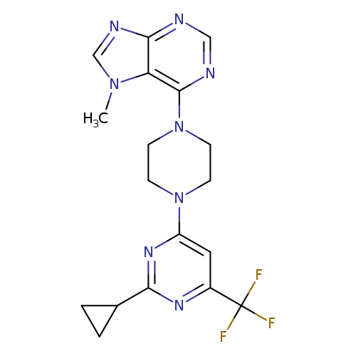 6-{4-[2-cyclopropyl-6-(trifluoromethyl)pyrimidin-4-yl]piperazin-1-yl}-7-methyl-7H-purine