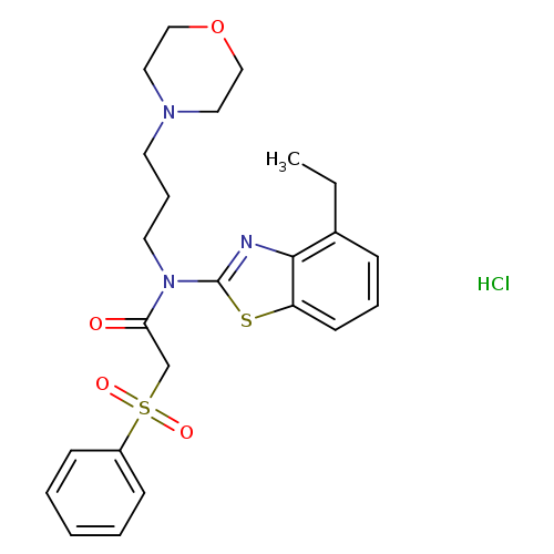 2-(benzenesulfonyl)-N-(4-ethyl-1,3-benzothiazol-2-yl)-N-[3-(morpholin-4-yl)propyl]acetamide hydrochloride